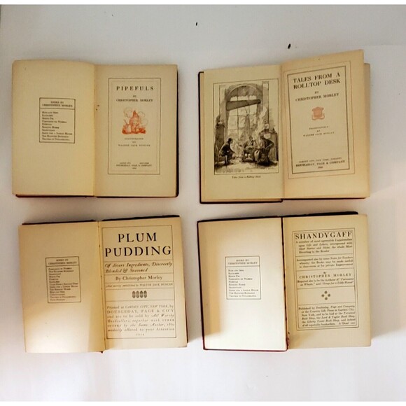 Christopher Morley Lot Of 4 Red Leather Bound Books. Plum Pudding and more - Picture 5 of 7